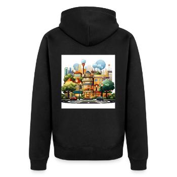 Intersection Harmony - Unisex Premium Organic Zip Hoodie - black - Back - Nico (187cm)
