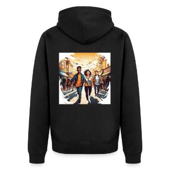 Promenade de l’Amitié - Veste à capuche bio Premium Unisexe - noir - Dos - Nico (187cm)