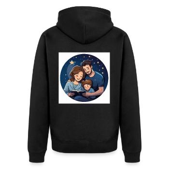Bedtime Tales - Unisex Premium Organic Zip Hoodie - black - Back - Nico (187cm)