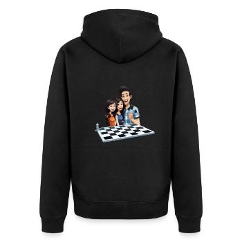 Spielabend Freude - Unisex Premium Bio Zip Hoodie - Schwarz - Hinten - Nico (187cm)