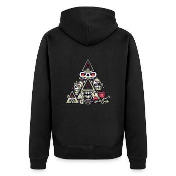 Abstrakte Collage - Unisex Premium Bio Zip Hoodie - Schwarz - Hinten - Nico (187cm)