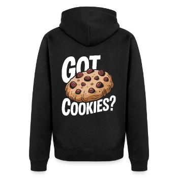 Cookies Cookie Keks Kekse Schokolade - Unisex Premium Bio Zip Hoodie - Schwarz - Hinten - Nico (187cm)