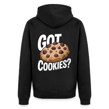 Cookies Cookie Keks Kekse Schokolade - Unisex Premium Bio Zip Hoodie - Schwarz - Hinten - Nico (187cm)