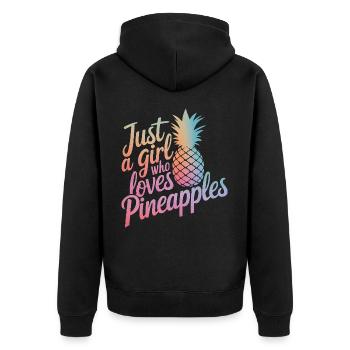 Ananas tropische hawaiianische Frucht - Unisex Premium Bio Zip Hoodie - Schwarz - Hinten - Nico (187cm)