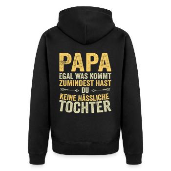 Papa Père Fille Fête des pères - Veste à capuche bio Premium Unisexe - noir - Dos - Nico (187cm)