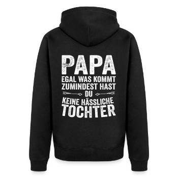 Papa Père Fille Fête des pères - Veste à capuche bio Premium Unisexe - noir - Dos - Nico (187cm)
