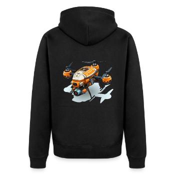 Sky Lieferung - Unisex Premium Bio Zip Hoodie - Schwarz - Hinten - Nico (187cm)