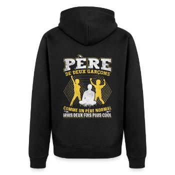 Père De Deux Garcons Papa Fête Des Pères - Veste à capuche bio Premium Unisexe - noir - Dos - Nico (187cm)