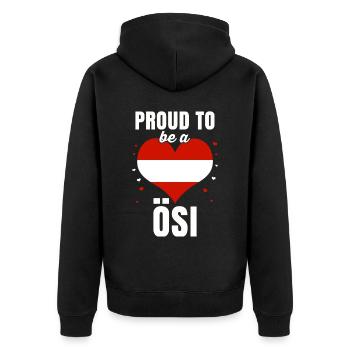 Österreich Flagge Wien Tirol Steiermark Austria - Unisex Premium Bio Zip Hoodie - Schwarz - Hinten - Nico (187cm)