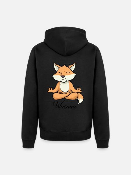 Auszeit Durchatmen Wusaaa Fuchs - Unisex Premium Bio Zip Hoodie - Schwarz