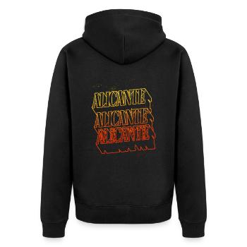 Alicante Spanien Stadt Skyline Heimat Schrift - Unisex Premium Bio Zip Hoodie - Schwarz - Hinten - Nico (187cm)