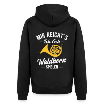 Waldhorn Hornist Orchester Horn Musiker - Unisex Premium Bio Zip Hoodie - Schwarz - Hinten - Nico (187cm)