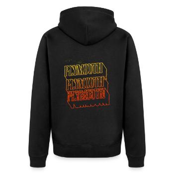 Plymouth England UK Stadt Skyline Heimat Schrift - Unisex Premium Bio Zip Hoodie - Schwarz - Hinten - Nico (187cm)