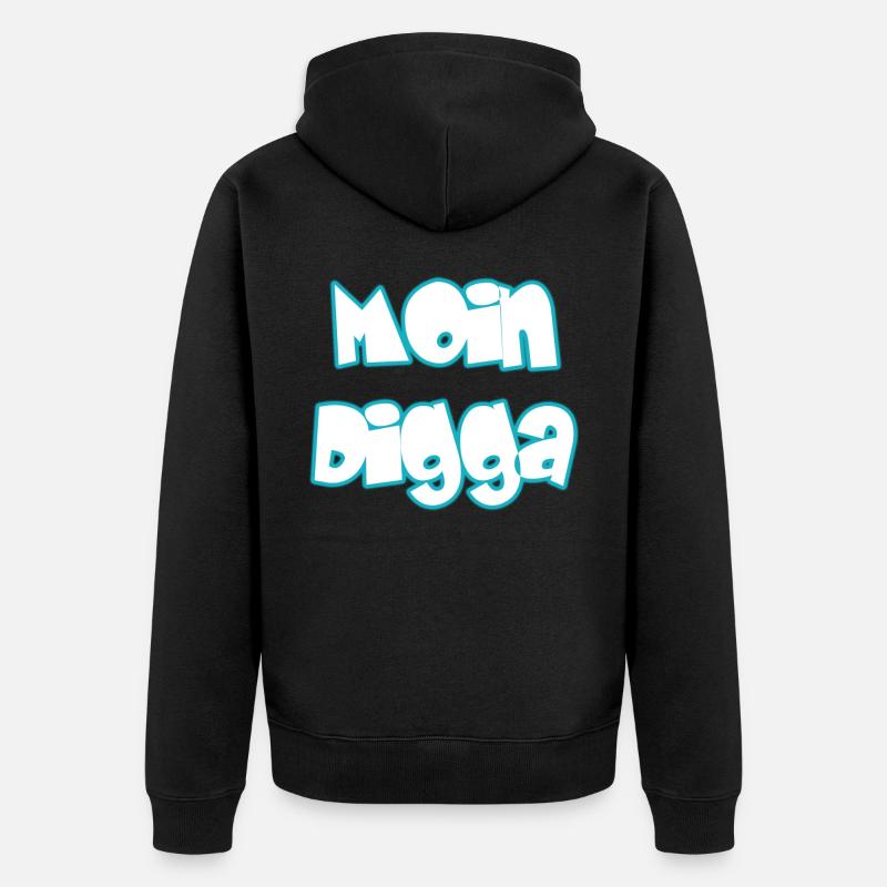 Moin Digga - Unisex Premium Bio Zip Hoodie - Schwarz