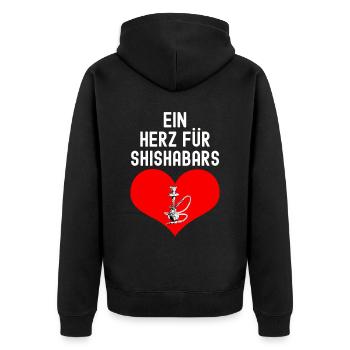 Shisha Geschenk für Wasserpfeife Shishabar Pfeife - Unisex Premium Bio Zip Hoodie - Schwarz - Hinten - Nico (187cm)