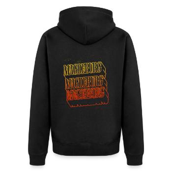 Magdeburg Allemagne City Skyline Home Font - Veste à capuche bio Premium Unisexe - noir - Dos - Nico (187cm)
