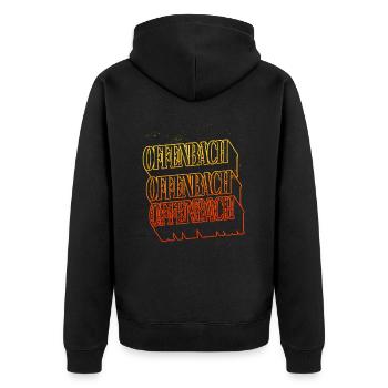 Offenbach Deutschland Stadt Skyline Heimat Schrift - Unisex Premium Bio Zip Hoodie - Schwarz - Hinten - Nico (187cm)
