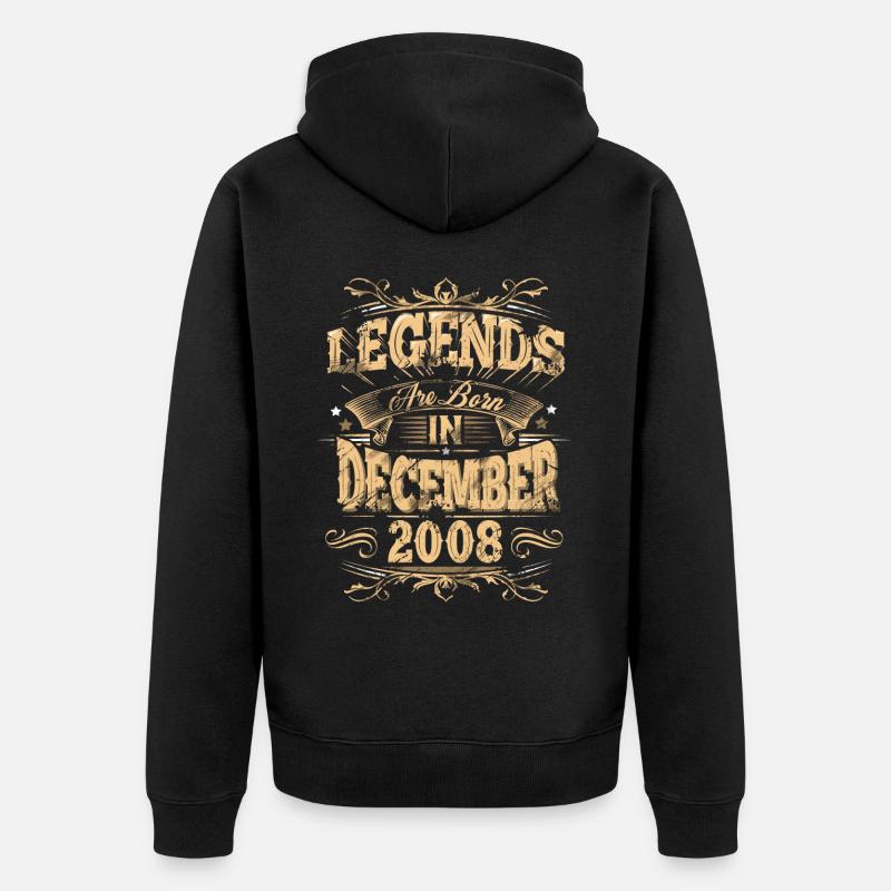 2008 Décembre Birthday Legend - Veste à capuche bio Premium Unisexe - noir