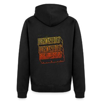 Regensburg Deutschland Stadt Skyline Heimat - Unisex Premium Bio Zip Hoodie - Schwarz - Hinten - Nico (187cm)