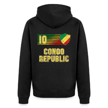 Kongo Republik Fußball Mannschaft - Unisex Premium Bio Zip Hoodie - Schwarz - Hinten - Nico (187cm)