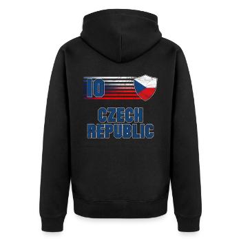 Tschechische Republik Fußball Mannschaft - Unisex Premium Bio Zip Hoodie - Schwarz - Hinten - Nico (187cm)