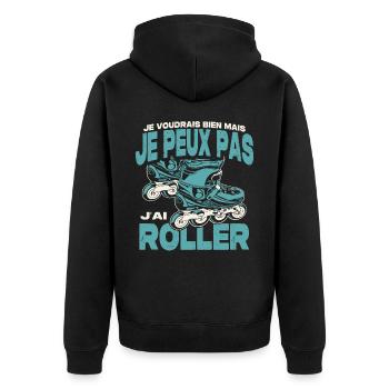 Je peux pas j'ai roller. - Veste à capuche bio Premium Unisexe - noir - Dos - Nico (187cm)