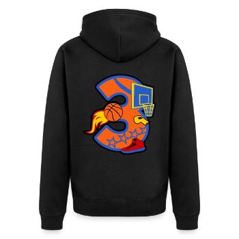 Basketball 3. Geburtstag Party Nummer 3 - 3 Jahre - Unisex Premium Bio Zip Hoodie - Schwarz - Hinten - Nico (187cm)