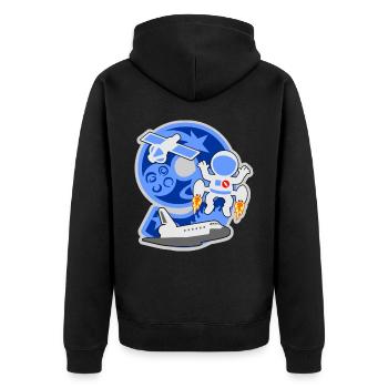 Astronaut 9. Geburtstagsparty Nummer 9 - 9 Jahre - Unisex Premium Bio Zip Hoodie - Schwarz - Hinten - Nico (187cm)