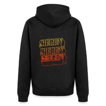 Siegen Deutschland Stadt Skyline Heimat Schrift - Unisex Premium Bio Zip Hoodie - Schwarz - Hinten - Nico (187cm)
