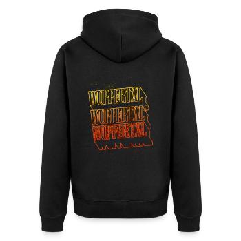 Wuppertal Deutschland Stadt Skyline Heimat Schrift - Unisex Premium Bio Zip Hoodie - Schwarz - Hinten - Nico (187cm)