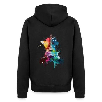 Paris France City Skyline Tour Eiffel Art - Veste à capuche bio Premium Unisexe - noir - Dos - Nico (187cm)