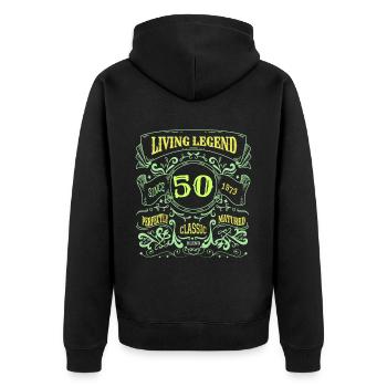 Hommes nés en 73 Chemise d’anniversaire - Veste à capuche bio Premium Unisexe - noir - Dos - Nico (187cm)