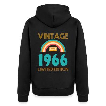Limited Edition 1966 - Unisex Premium Bio Zip Hoodie - Schwarz - Hinten - Nico (187cm)