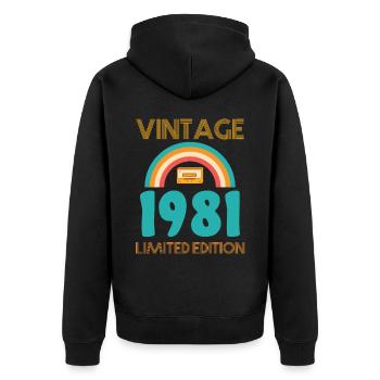 Jahrgang 1981 T-Shirt - Unisex Premium Bio Zip Hoodie - Schwarz - Hinten - Nico (187cm)