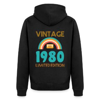 Rétro Classique 1980 - Veste à capuche bio Premium Unisexe - noir - Dos - Nico (187cm)