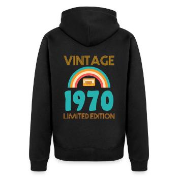 Limited Edition 1970 - Unisex Premium Organic Zip Hoodie - black - Back - Nico (187cm)