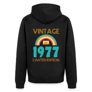 Limited Edition 1977 - Unisex Premium Organic Zip Hoodie - black - Back - Nico (187cm)