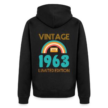 Retro Classic 1963 - Unisex Premium Bio Zip Hoodie - Schwarz - Hinten - Nico (187cm)