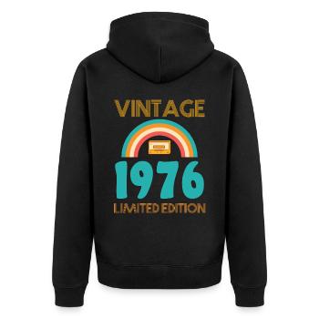 Rétro Classique 1976 - Veste à capuche bio Premium Unisexe - noir - Dos - Nico (187cm)