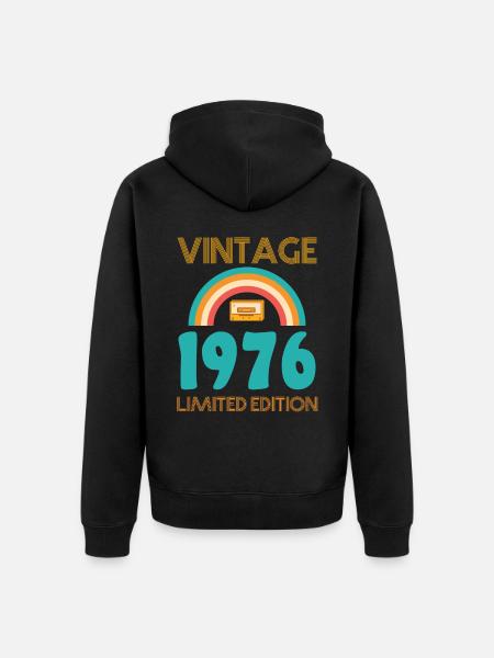 Retro Classic 1976 - Unisex Premium Organic Zip Hoodie - black