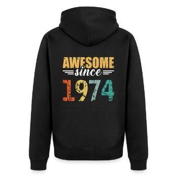 Since 1974: the definition of great! - Unisex Premium Organic Zip Hoodie - black - Back - Nico (187cm)