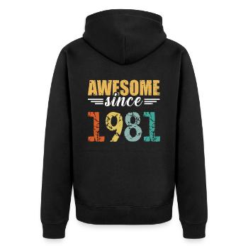 Imbattable depuis 1981: Vous êtes tout simplement fantastique - Veste à capuche bio Premium Unisexe - noir - Dos - Nico (187cm)