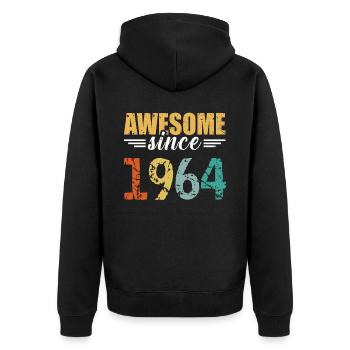 Since 1964: the definition of great! - Unisex Premium Organic Zip Hoodie - black - Back - Nico (187cm)