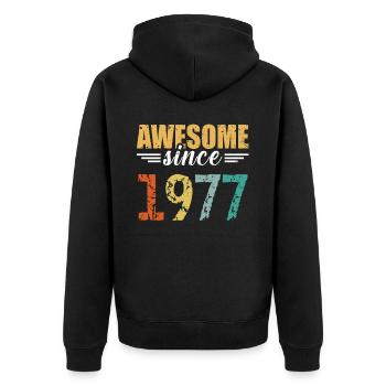 Imbattable depuis 1977 : Vous êtes tout simplement fantastique - Veste à capuche bio Premium Unisexe - noir - Dos - Nico (187cm)