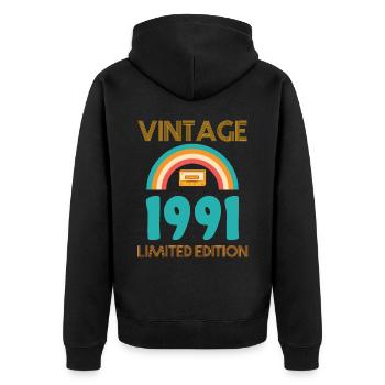 Limited Edition 1991 - Unisex Premium Organic Zip Hoodie - black - Back - Nico (187cm)