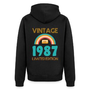 Jahrgang 1987 T-Shirt - Unisex Premium Bio Zip Hoodie - Schwarz - Hinten - Nico (187cm)