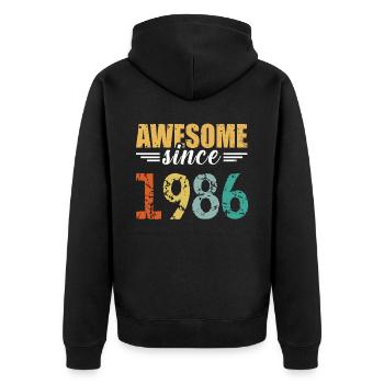 Légendaire depuis 1986 - tout simplement génial! - Veste à capuche bio Premium Unisexe - noir - Dos - Nico (187cm)