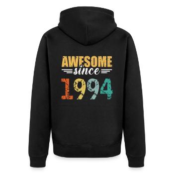 Since 1994: the definition of great! - Unisex Premium Organic Zip Hoodie - black - Back - Nico (187cm)