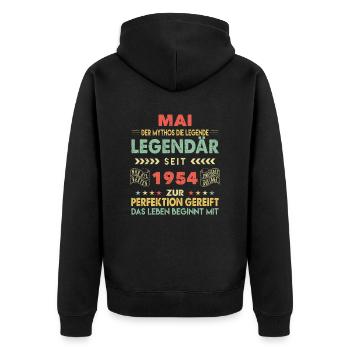 69. Geburtstag Mai Jahrgang 1954 Vintage - Unisex Premium Bio Zip Hoodie - Schwarz - Hinten - Nico (187cm)