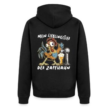Mein Lieblingstier ist der Zapfhahn Biertrinker - Unisex Premium Bio Zip Hoodie - Schwarz - Hinten - Nico (187cm)